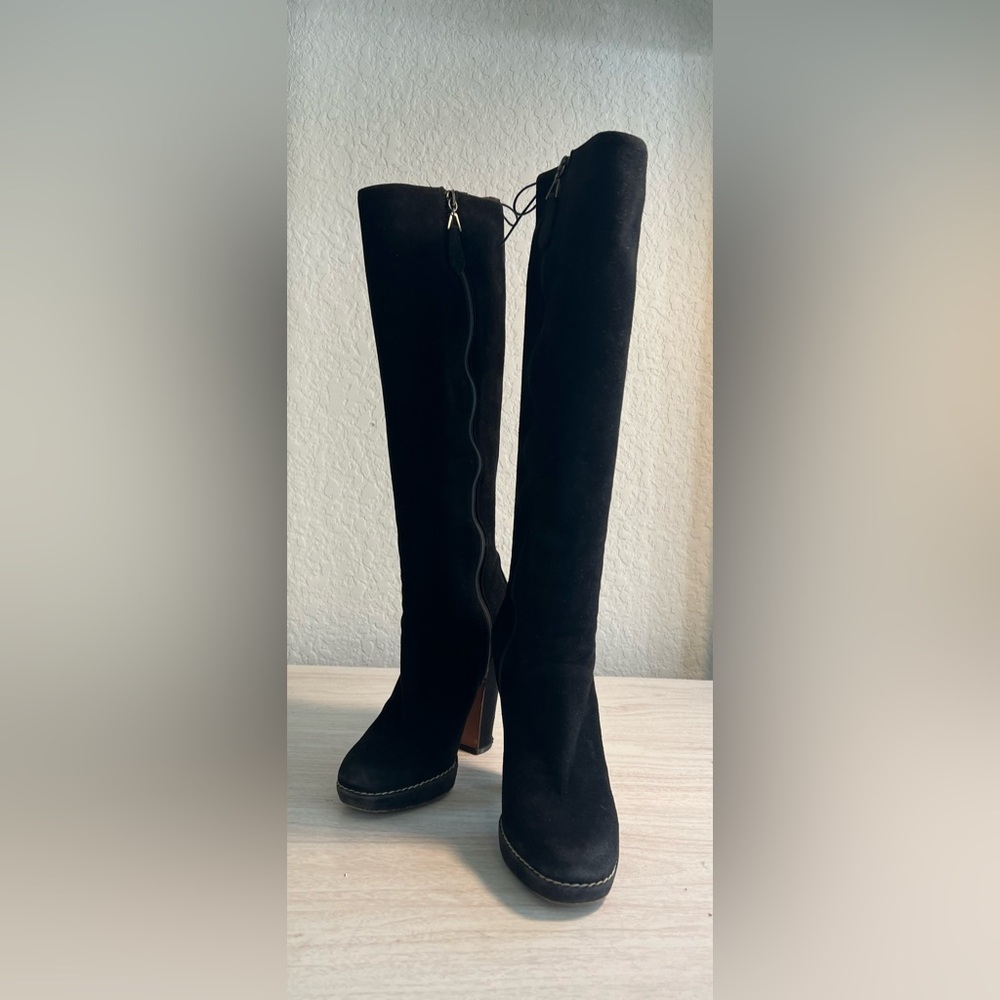 AZZEDINE ALAÏA Black Suede Lace-Up Detail Boots, Sz 36, Pre-owned, MSRP $2800